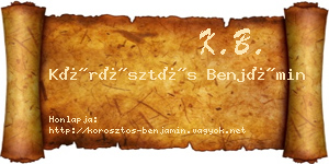 Körösztös Benjámin névjegykártya